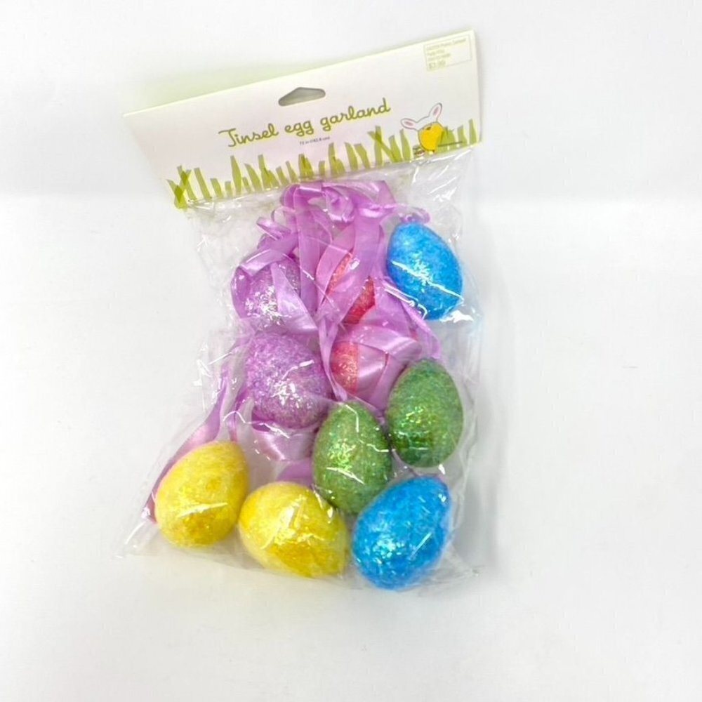 Target Colorful Tinsel Egg Garland Decor 72 in Decor Party